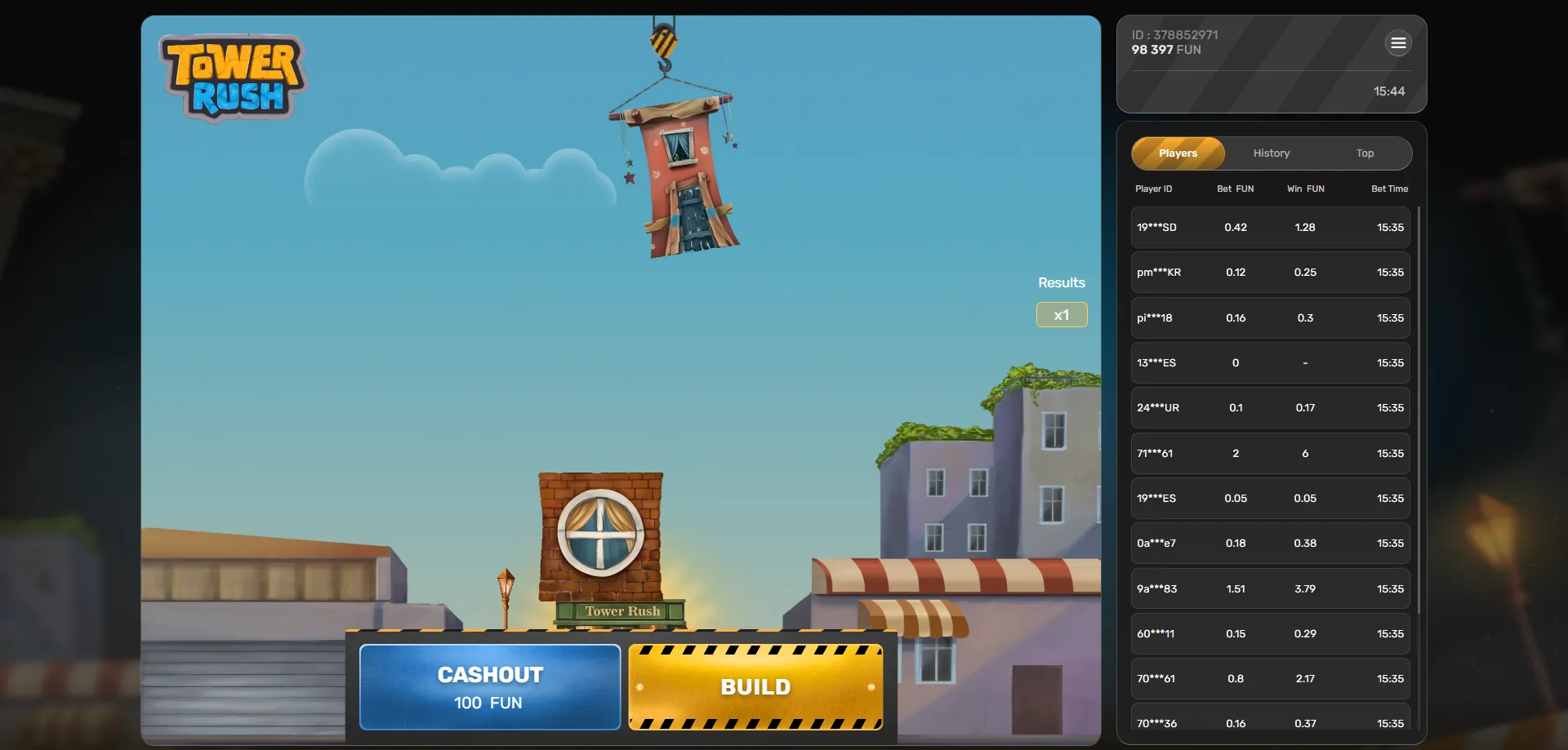 لعبة tower rush الأصلية — بناء البرج ومضاعفات الفوز